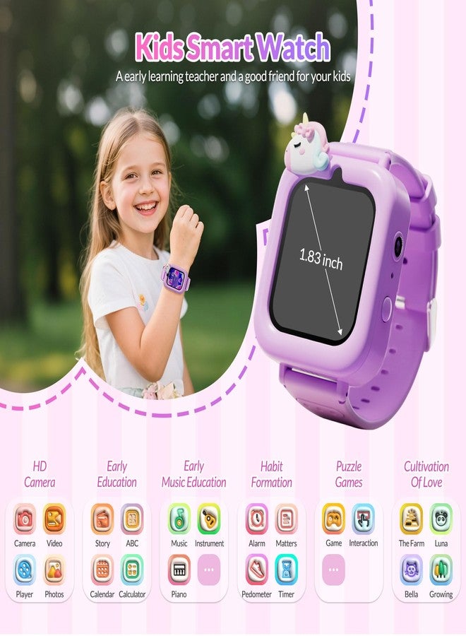mafiti Kids Watch,Smart Watch for Kids Rechargeable,1.83” HD Touch Screen 26 Applications, Travel Toys/Birthday Xmas Gifts/Early Learning for Aged 3-10 Girls Boys,Purple - Image 2